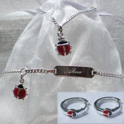 Kinderschmuck-Set Silber Marienkfer